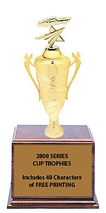 CF2800 Mustang Cup Trophies with 9 Size Options, Add Cup & Base Height to the Topper Height to Get Overall Height of Trophy