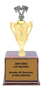 CF2800 Piston Cup Trophies with 9 Size Options, Add Cup & Base Height to the Topper Height to Get Overall Height of Trophy
