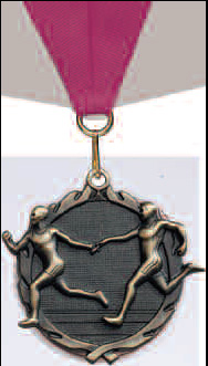 Track Relay  Medal with Neck Ribbon Available in Male or Female