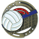 Large Colorful Enamel Volleyball Medals M3SV1 with Neck Ribbons