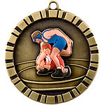 IM262 Colorful 3D Wrestling Medals with Neck Ribbons