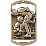 Dog Tag Wrestling Medals DT262 with Neck Ribbons