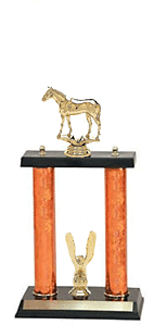 2P-714G Thoughbred Horse Trophy with two posts