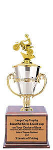 Motocross Cup Trophy with Cherry Finish Base