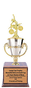 Motocross Cup Trophy with Cherry Finish Base