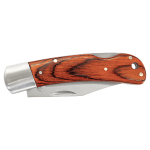 Bison River Stainless Steel Folding Knife with Wood Handle