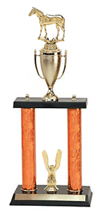 DPC-715G Thoroughbred horse Show Trophy with two posts