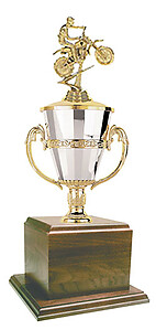 GWRC8-370DB Dirt Bike Cup Trophy with Walnut Veneer Base