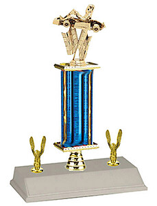 S3R Go-Kart Racing Trophy with 3 Topper Options and a Column Riser and Double Trim