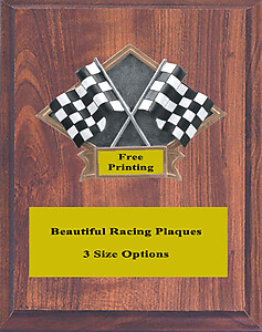 DPS70-20CF Checkered Flags Cherry Finish Racing Plaque