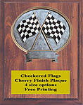 Checkered Flags Racing Plaque with Cherry Finish