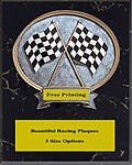 Checkered Flags Racing Plaque on Black Marble Finish