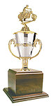 gwrc8-360mtf Silver and Gold Cup motorcycle racing trophy with walnut veneer base