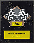 DPS70-20BM Checkered Flags Black Marble Finish Racing Plaque