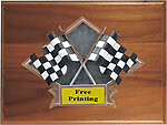 DPS70-20GWH Resin Racing Flags Walnut Plaque Horizontal